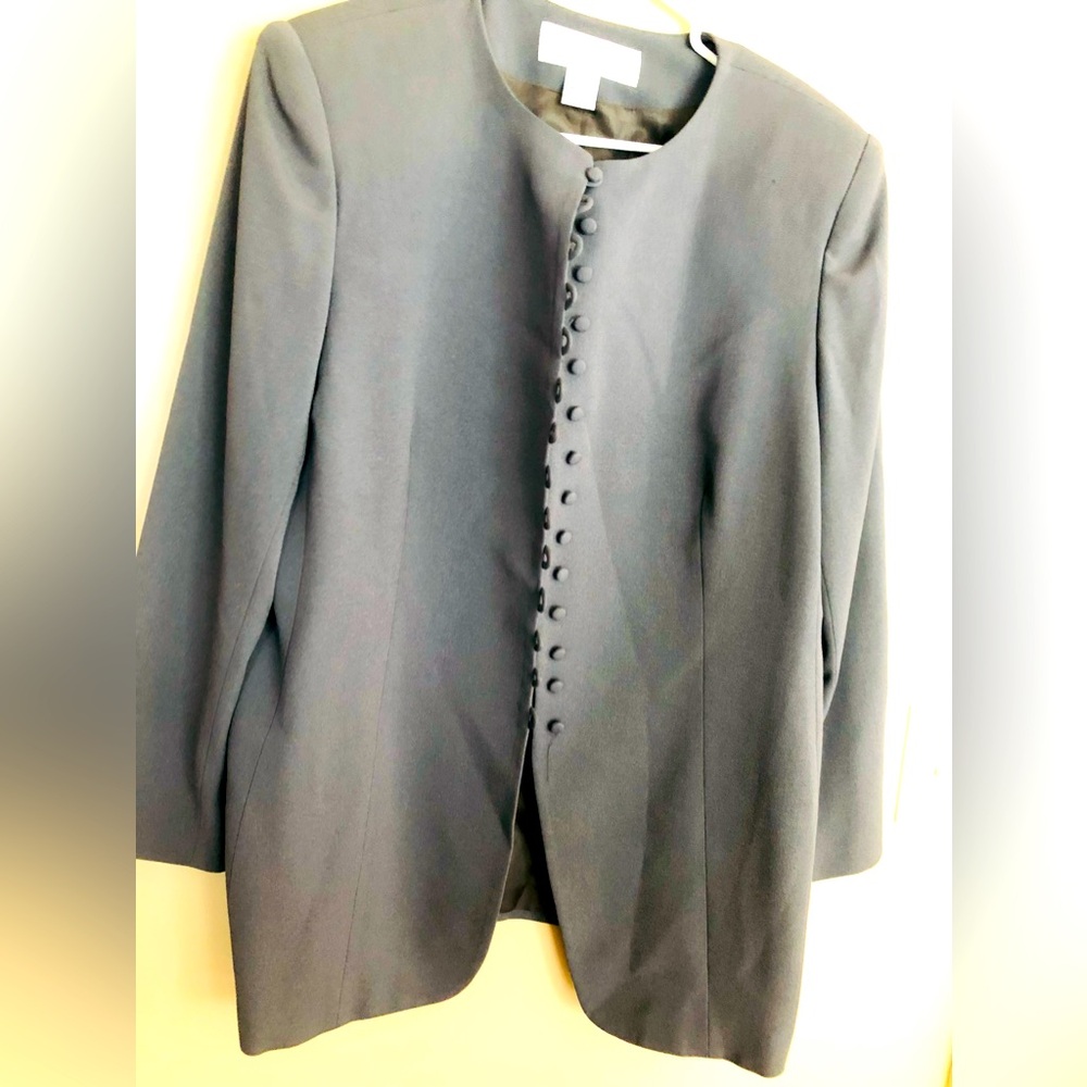Vintage RENA ROWAN for SAVILLE Charcoal Gray Jacket Blazer 16PW - Picture 1 of 1